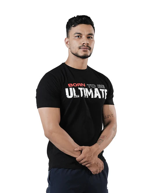Born to Be Ultimate" Cotton Lycra T-Shirt – Stretchable & Quick-Dry