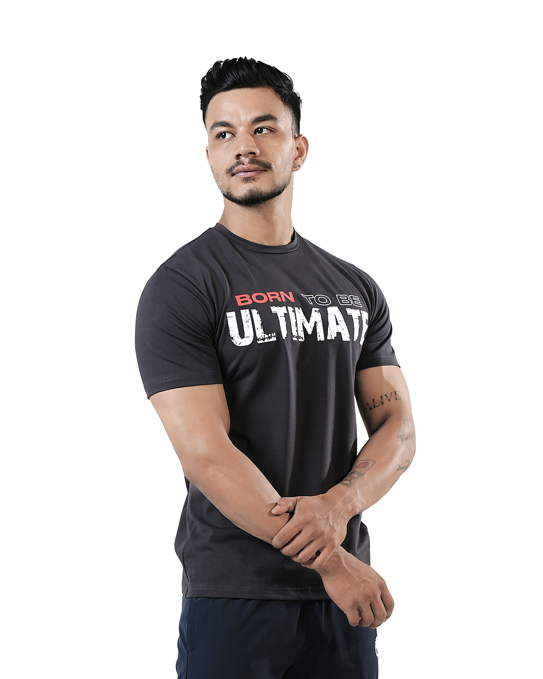 Born to Be Ultimate" Cotton Lycra T-Shirt – Stretchable & Quick-Dry