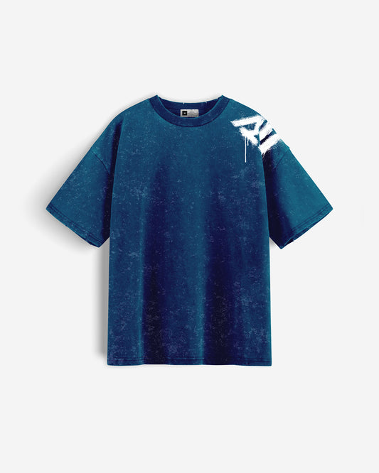 Hellbound PU Acid Wash Blue Tshirt - 240 GSM