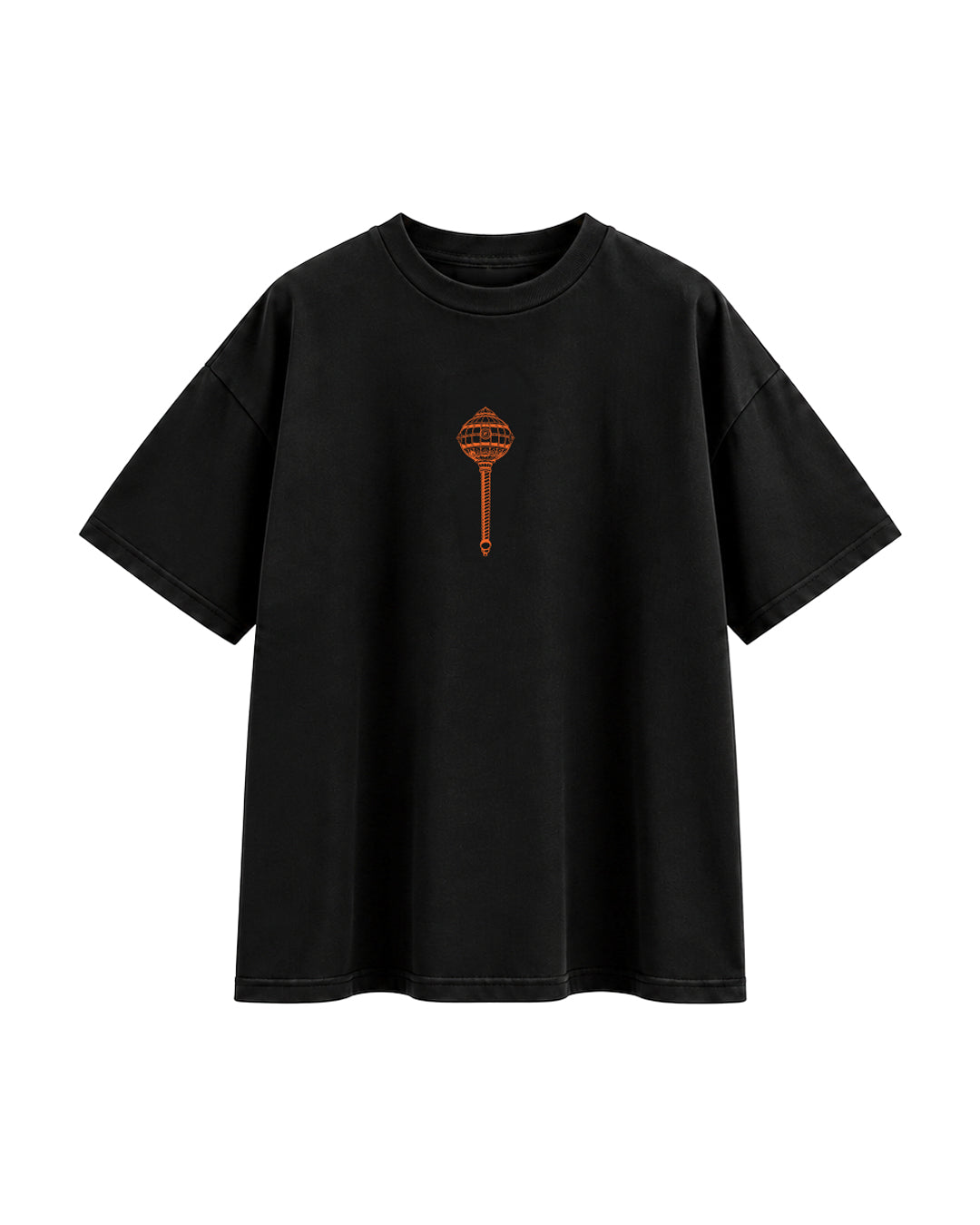 Shakti Mace Oversized T-Shirt for Men | Minimal Hanuman Tee – 240 GSM Black Cotton