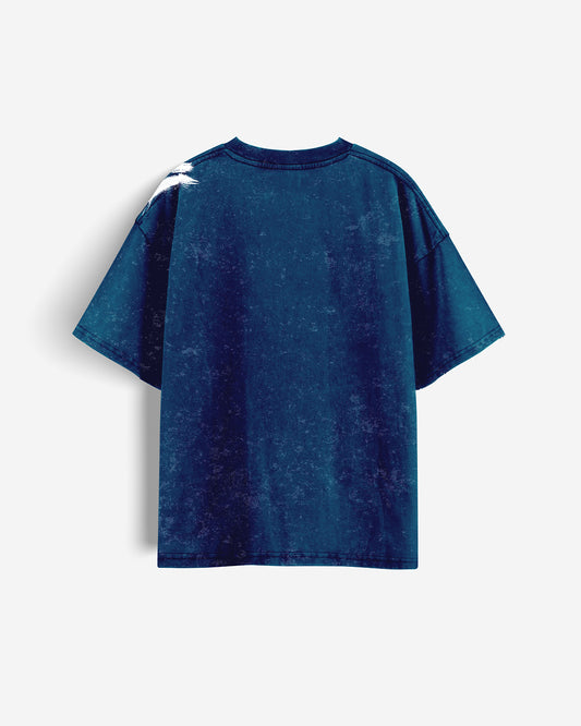 Hellbound PU Acid Wash Blue Tshirt - 240 GSM