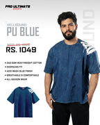 Hellbound PU Acid Wash Blue Tshirt - 240 GSM