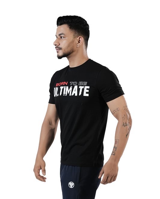 Born to Be Ultimate" Cotton Lycra T-Shirt – Stretchable & Quick-Dry