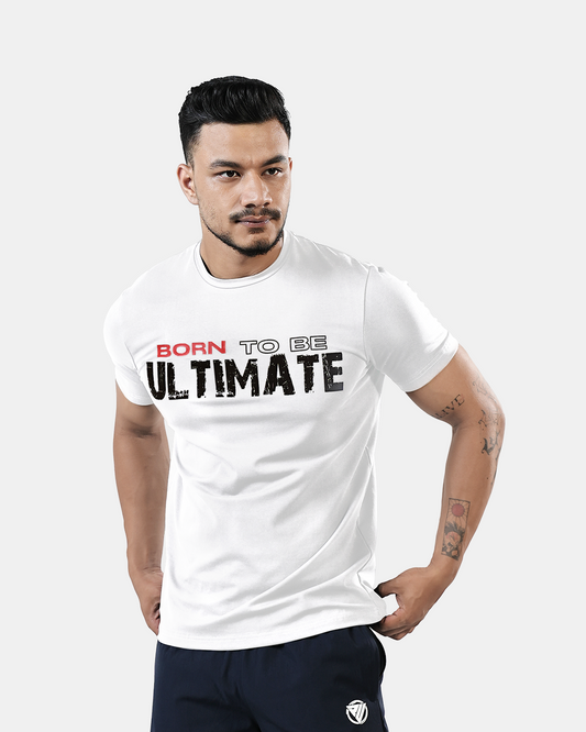 Born to Be Ultimate" Cotton Lycra T-Shirt – Stretchable & Quick-Dry