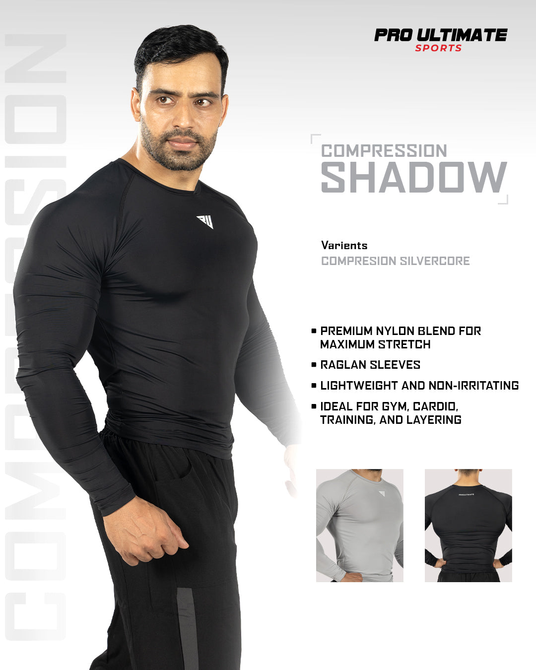 Proultimate Elite Performance Long Sleeve Compression Tee - Shadow Edition