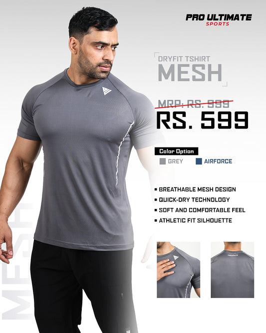 Men’s Mesh Grey Performance Gym T-Shirt