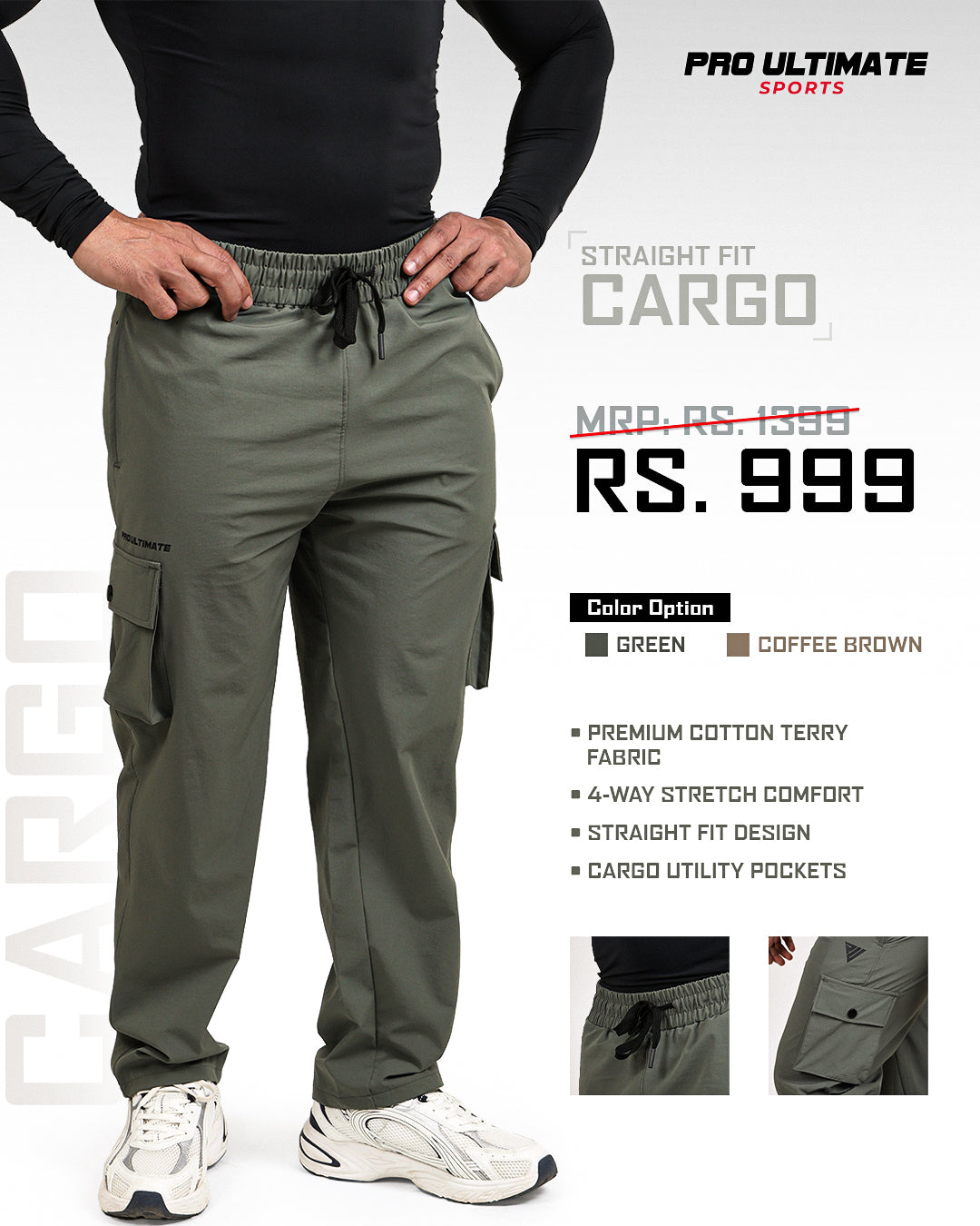 Men’s Straight Fit Cargo Pants – Green
